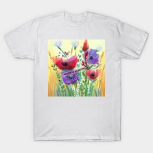 Poppy Meadow Purple Dandelions T-Shirt